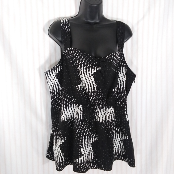 KENNETH COLE Retro Dot Lined Sleeveless Blouse NWT Sz XXL - Picture 2 of 15